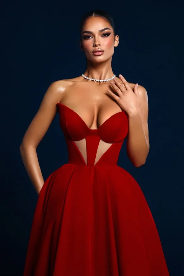 Red Ankle Length Graduation Dress Short Prom Dresses main image 1