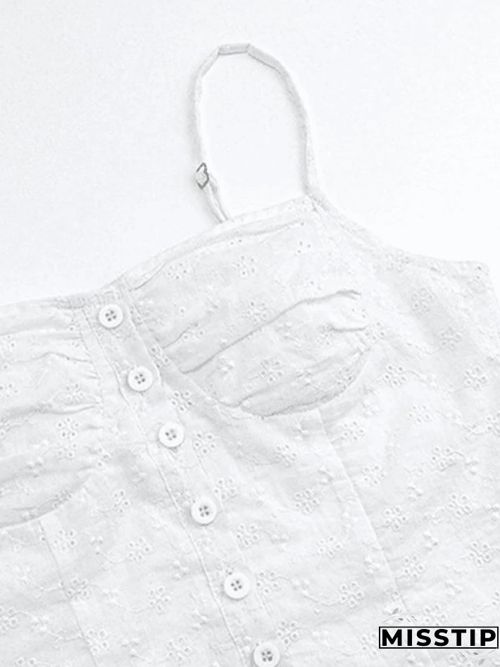 Buttoned Broderie Lace Cami Top