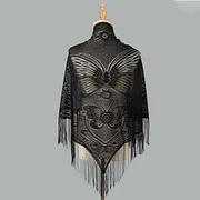 Thepearlpad Women Luxury Lace Scarf Shawls Solid Color Tessles Triangle Scarf Sexy Hollow Out Foulard Stoles Female Embroidery Hijab Turban