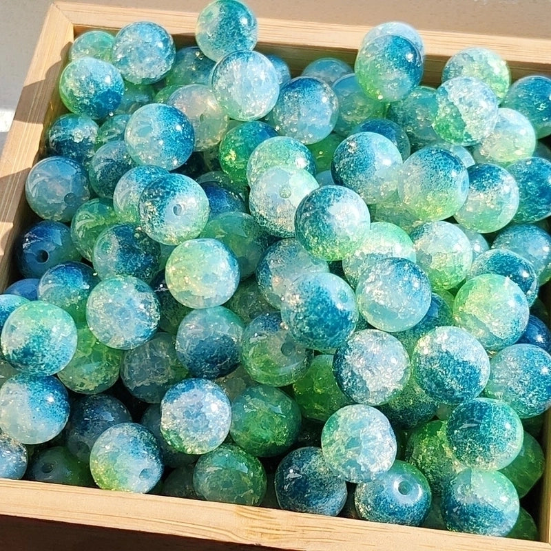 New 8/10mm Water Dyed Protein Jade Broken New Chinese Style Gold Sprinkling Glass Bead DIY Bracelet Ornament Straight Hole Beads Loose Beads