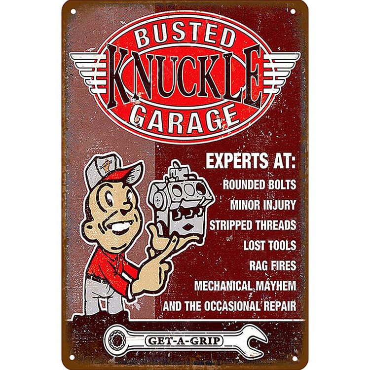 Busted Knuckle Garage - Vintage Tin Signs/Wooden Signs - 7.9x11.8in & 11.8x15.7in