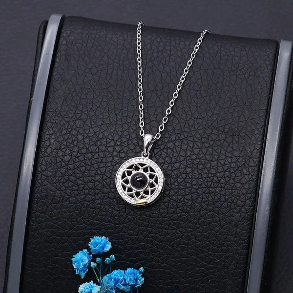Personalized couple sun and moon photo necklace