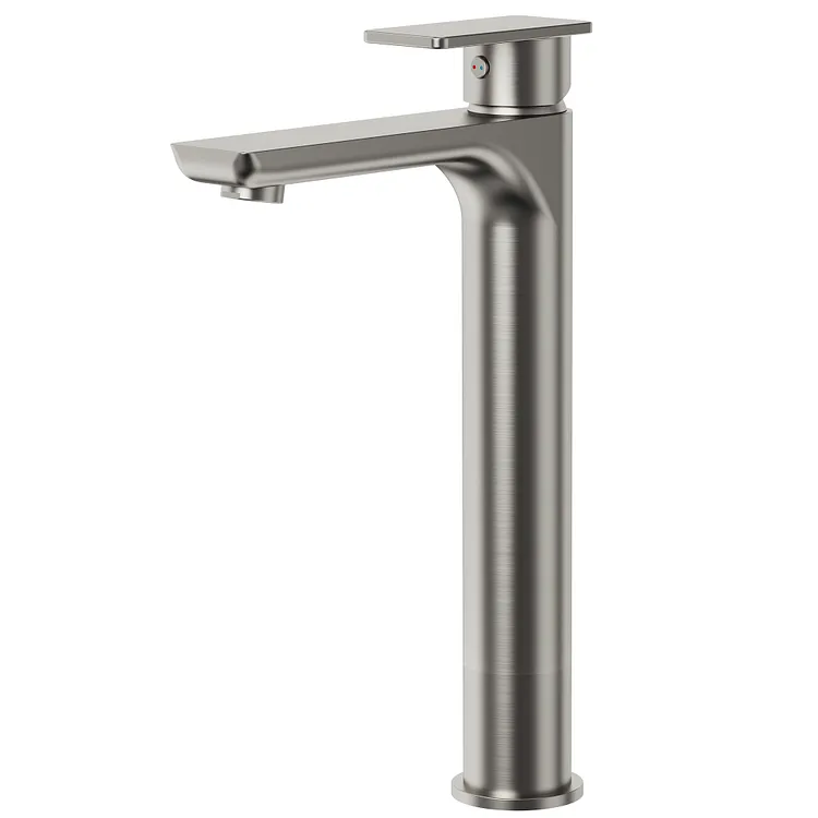 EVERSTEIN Single Handle Tall Bathroom Sink Faucet in Brushed Nickel, 12.4" H