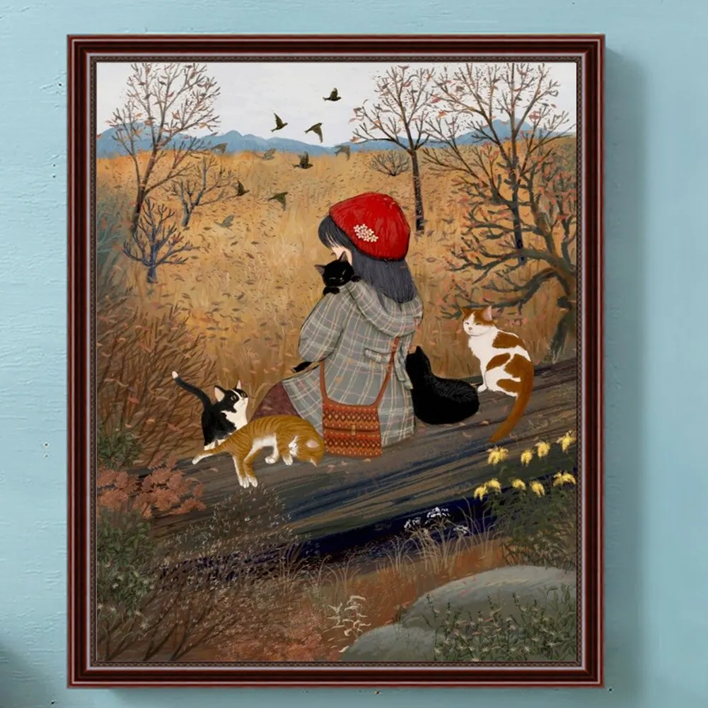 Full Round Diamond Painting 40*50cm - Autumn Atmosphere Girl
