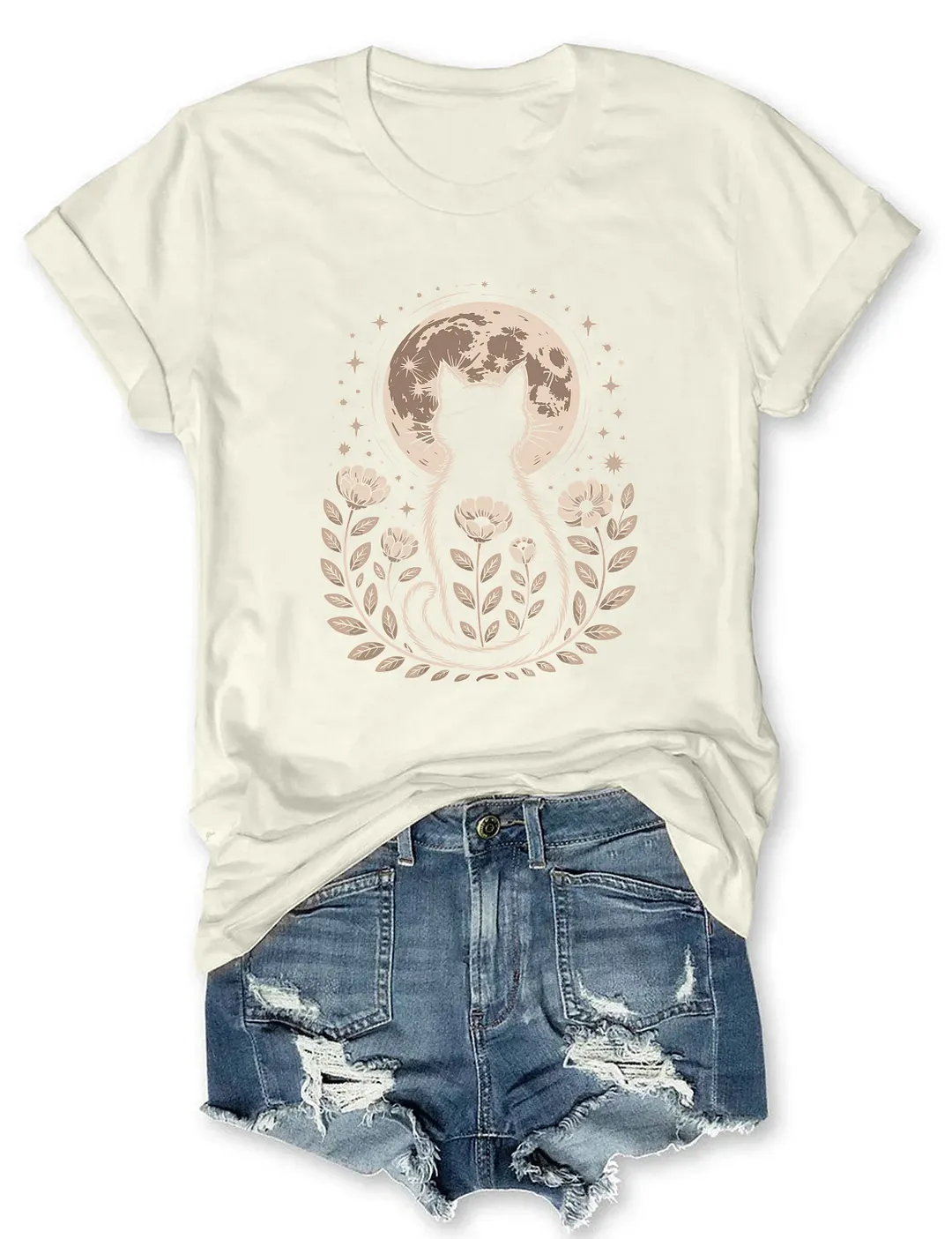 Halloween Mystic Moon Cat T-shirt