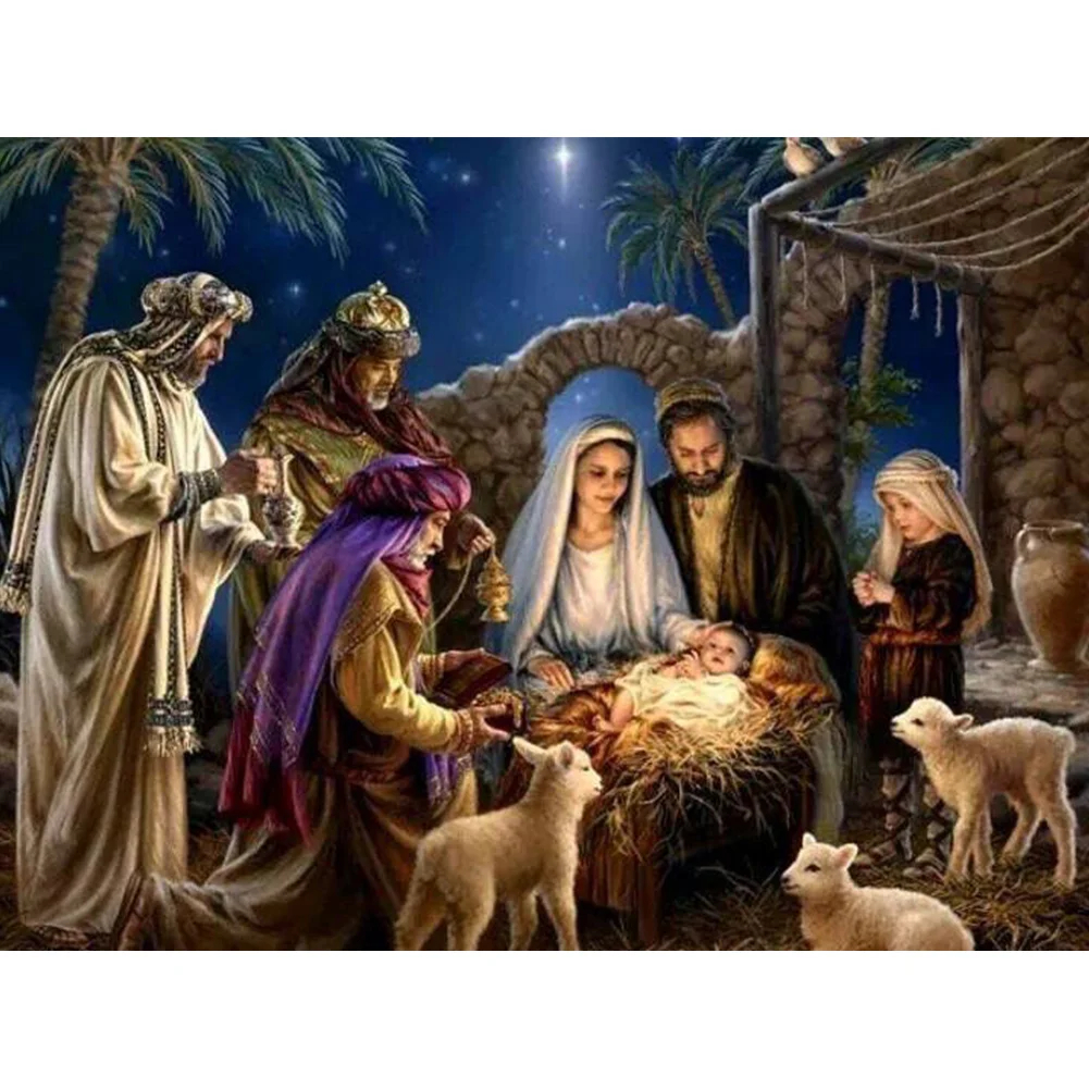 Christmas Nativity Scene (canvas) full round or square drill diamond ...