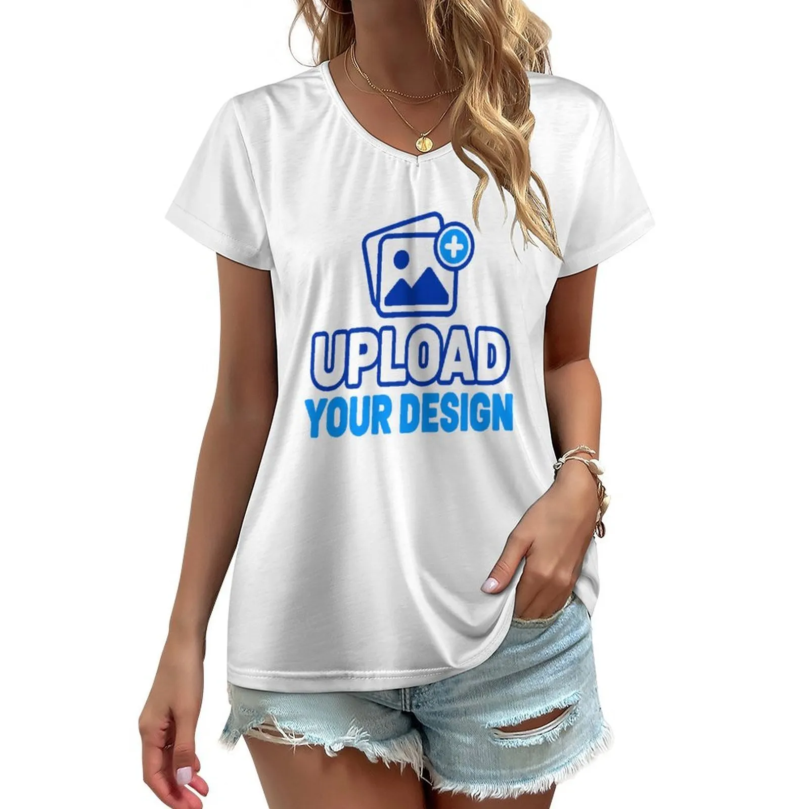 V-Neck Short-Sleeve T-Shirt custom full-print product view 8
