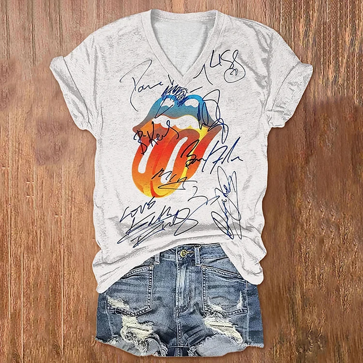 Women's Rolling Stones Print Short Sleeve T-Shirt