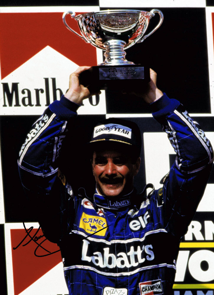 Nigel Mansell HAND SIGNED Genuine Autograph 16x12 Photo Poster painting AFTAL Podium Celebration