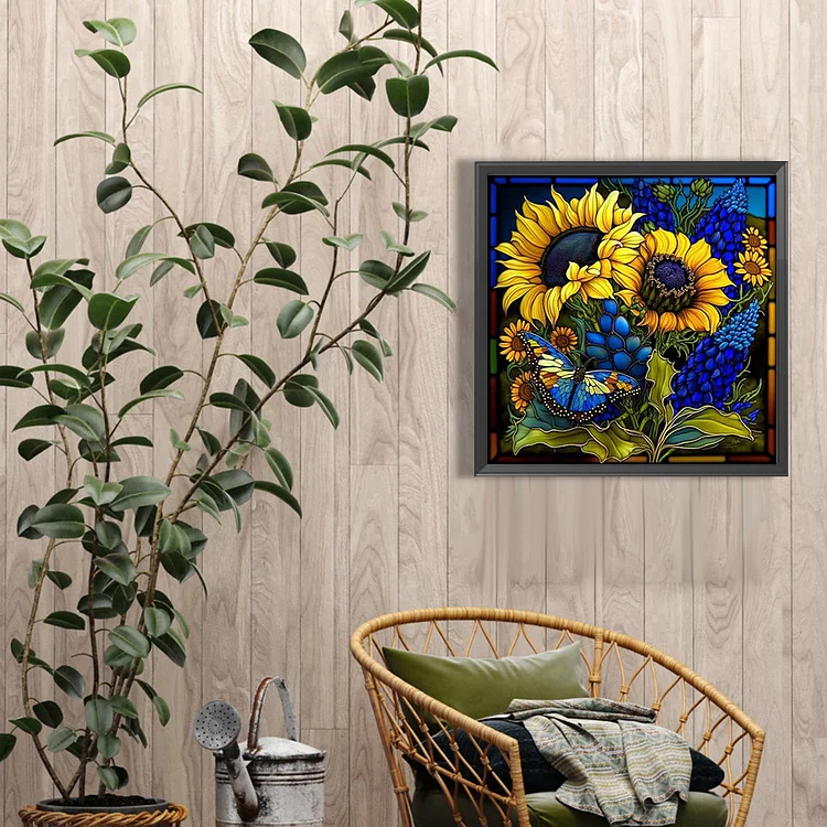 Diamond Painting - Full Round - Sunflower Stained Glass(40*40cm)-1025644.01