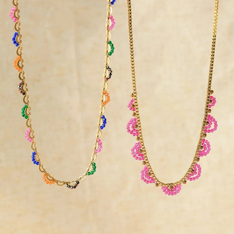 Elegant Vacation Semicircle 304 Stainless Steel 14K Gold Plated Plating Necklace