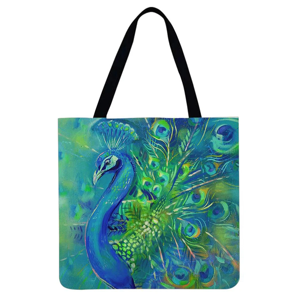 Linen Tote Bag - Peacock