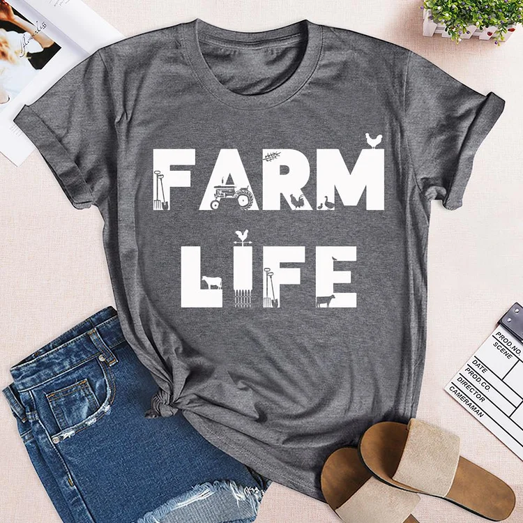 Farm Life Round Neck T-shirt-0025000