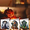 (US Only)6PCS DIY Halloween Designs Diamond Art Greeting Cards for Halloween and Holidays