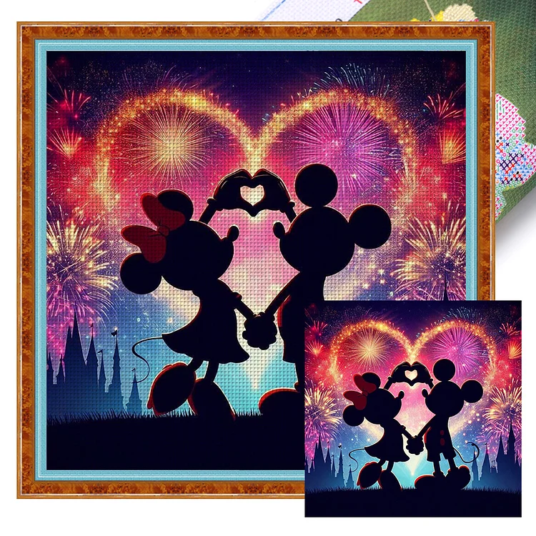 【Yishu Brand】Love Disney Mickey Minnie 11CT Stamped Cross Stitch 40*40CM