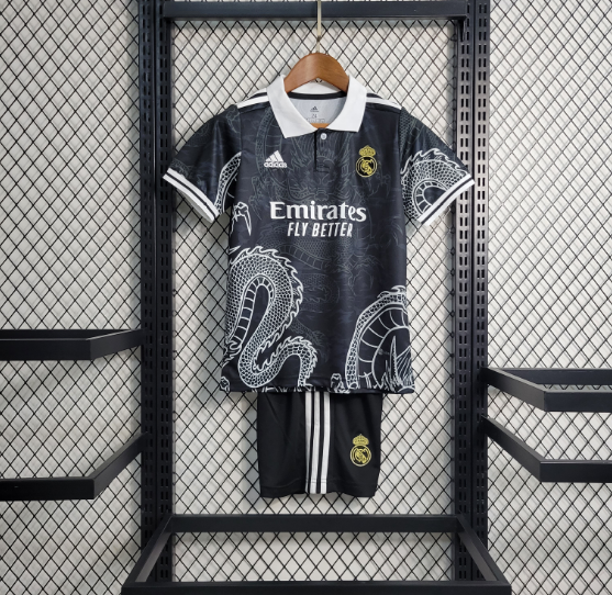 2023/2024 Real madrid Chinese Dragon Black Kids Kit Football Shirt