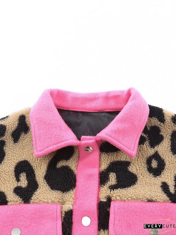 Leopard Print Polar Fleece Cardigan Jacket For Women