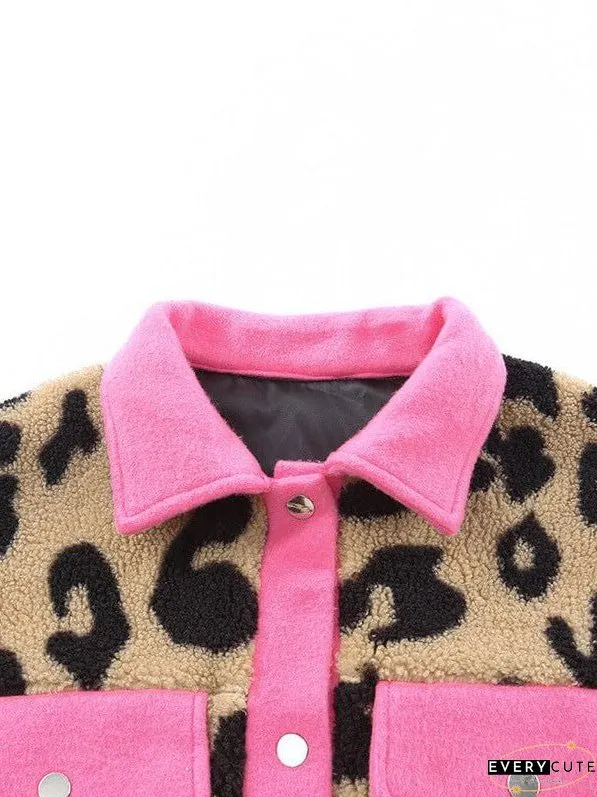 Leopard Print Polar Fleece Cardigan Jacket For Women