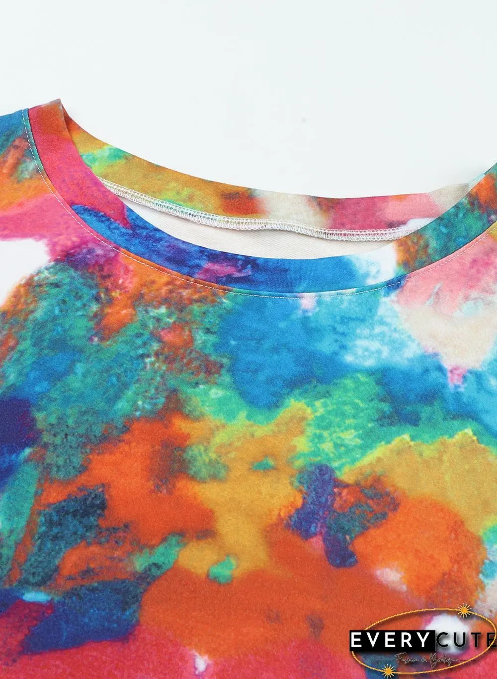 Multicolor Tie Dye Pocketed T Shirt Mini Dress