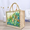 DIY Diamond Painting Linen Waterproof Handbag Shopping Storage Bag Totes Kit(with 2pcs diamond painting)