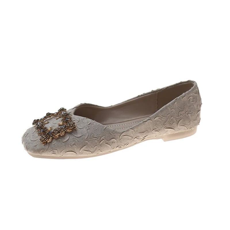 Yyvonne Head Flat Sole Women's Evening Wind Gentle Women's Spring And Autumn Soft Bean Shoes Shallow Mouth Water Drilled Pregnant Women's Shoes