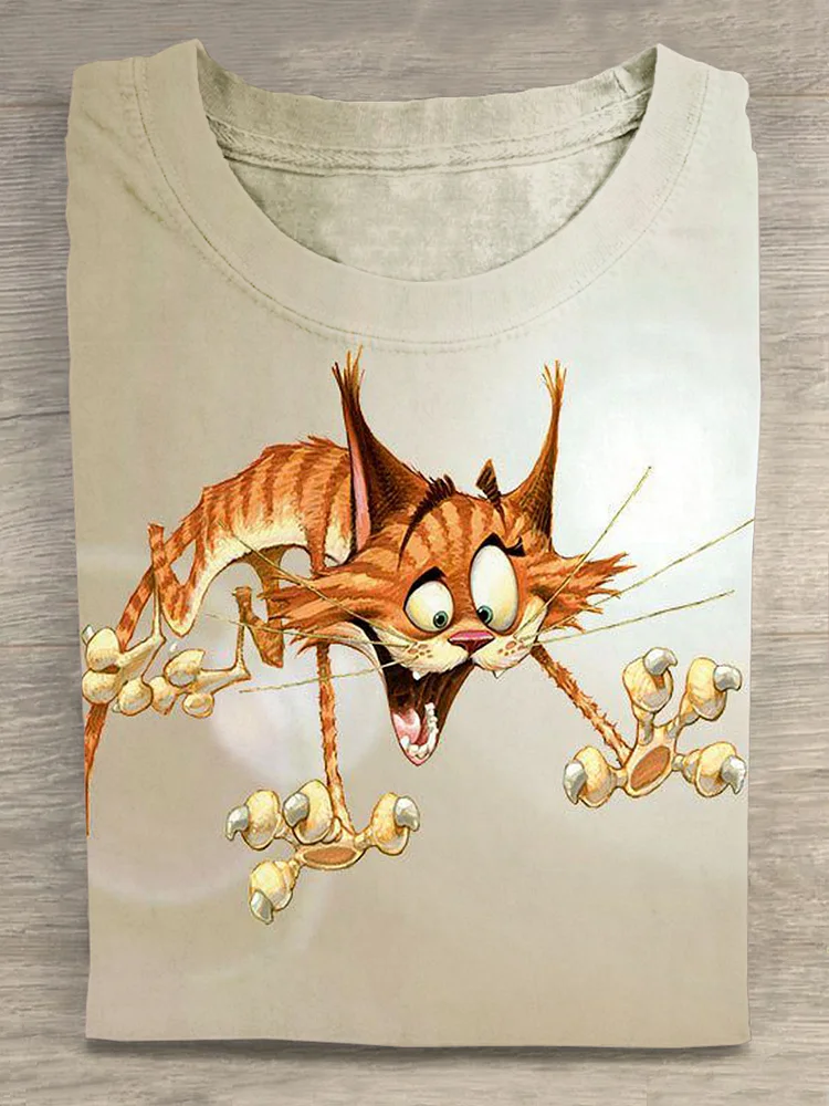 Funny Cute Cat Print T-shirt