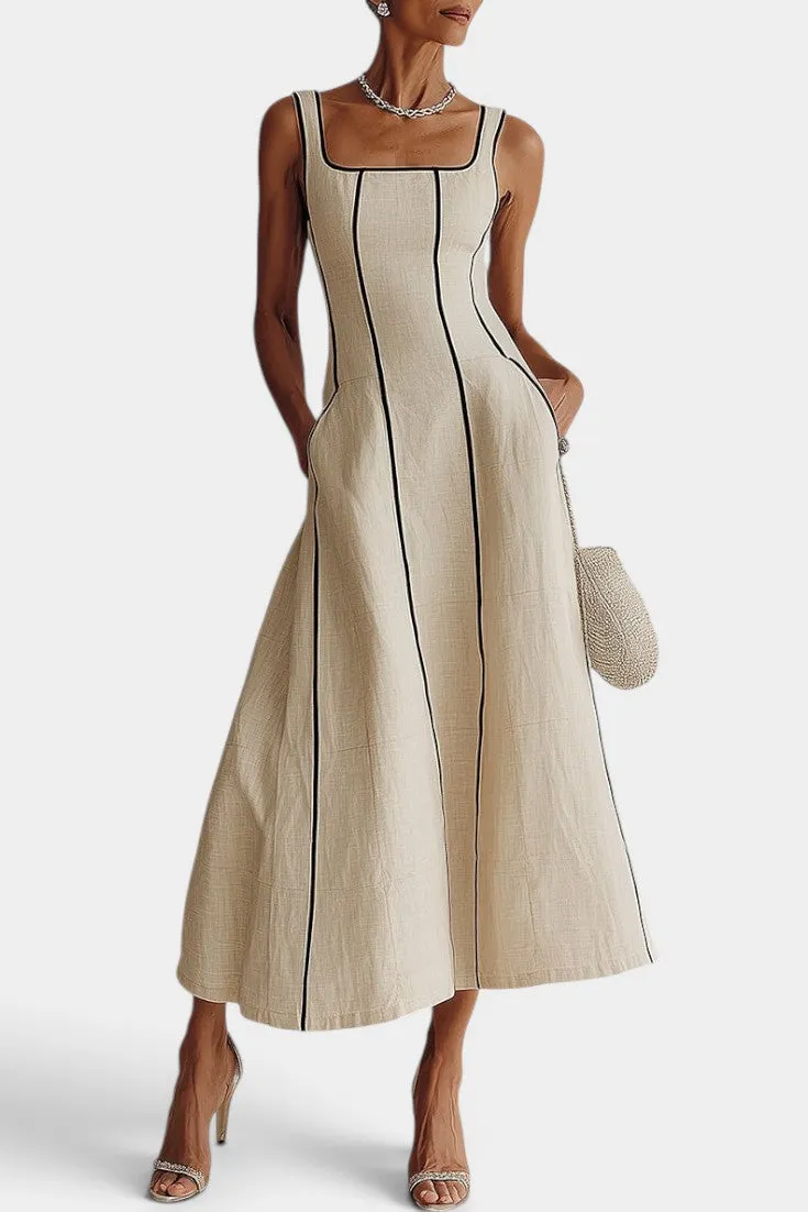 Structured Flared Maxi with Contrast Trim
