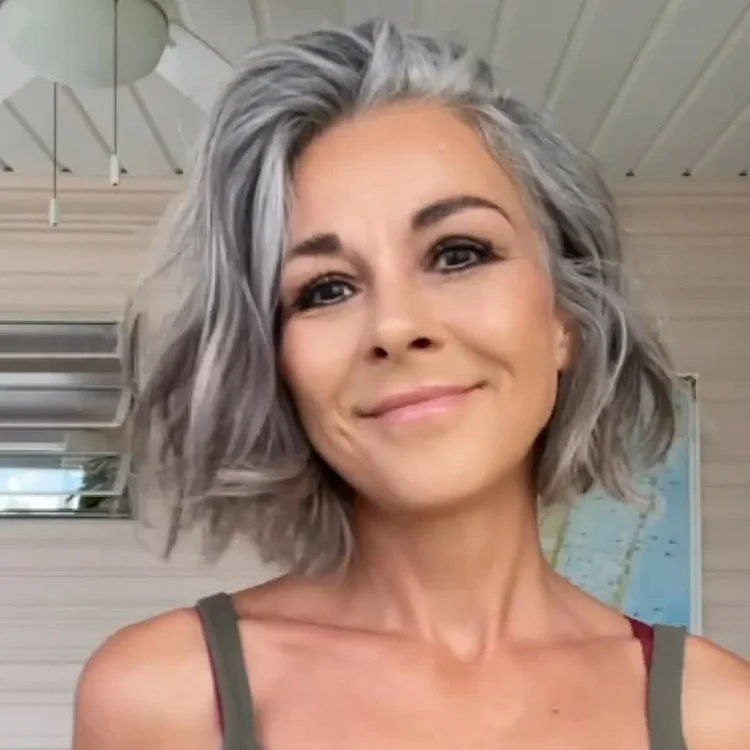 -Salt And Pepper Color Natural Wave Lace Wig