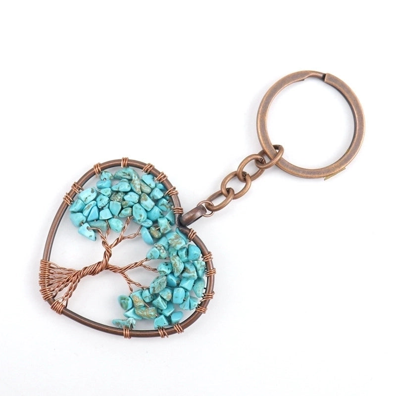 Fashion Tree Natural Stone Copper Beaded Women’s Keychain 1 Piece