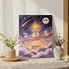 DIY Pearl Painting Lighthouse with Frame for Home Wall Decor(30x40cm)
