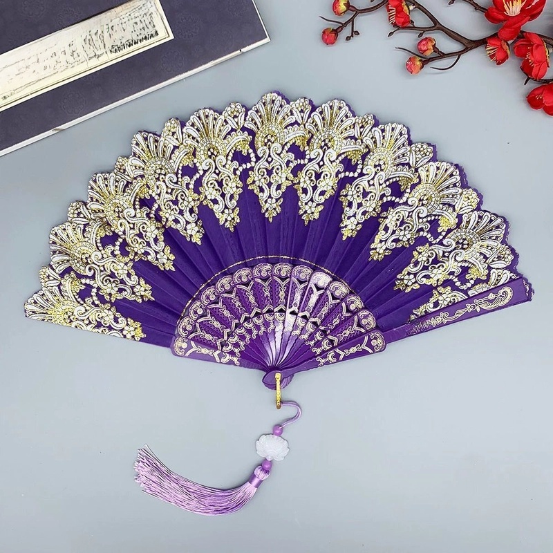 Single Flower Folding Fan Chinese Style Fan Dance Fan Wing Chun Fan Plastic Hanfu Fan European Style Fan Folding Fan