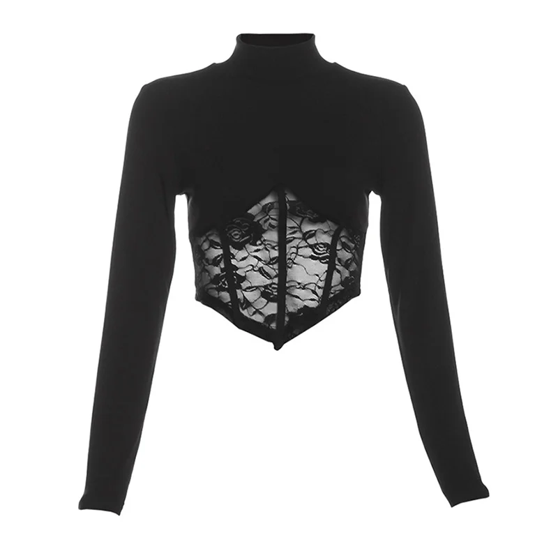 Uveng New Women's High-Necked Lace Clad Tops In Autumn 2024