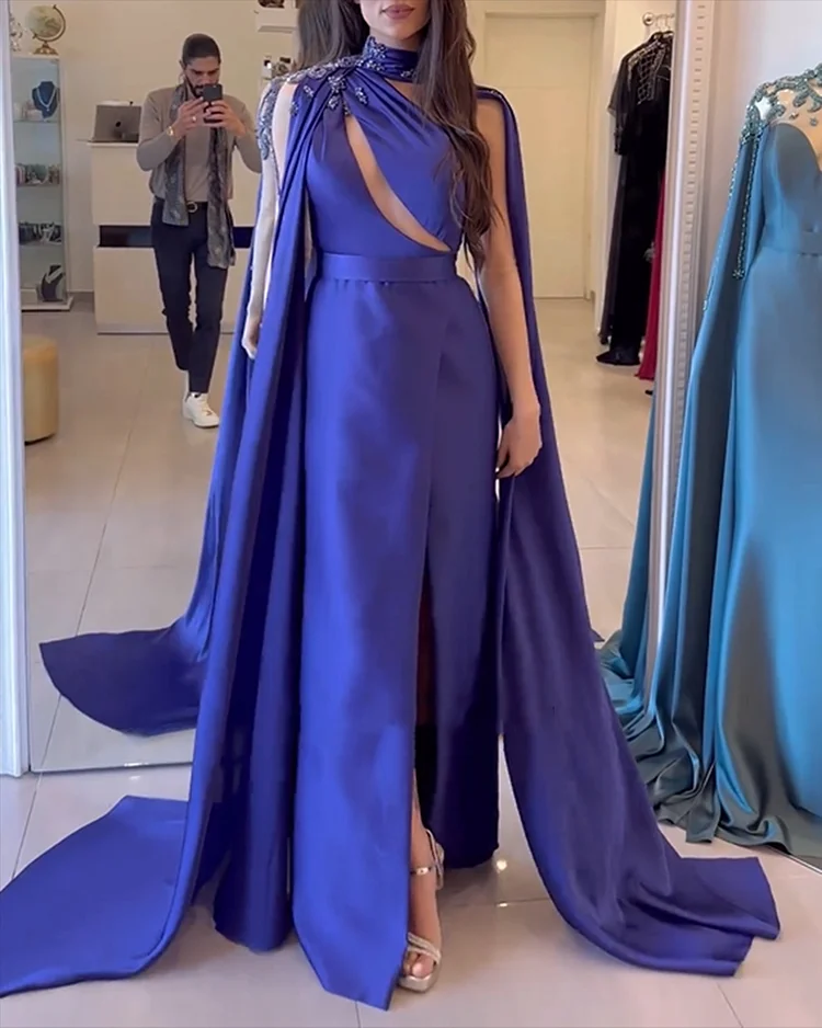 Women's Shawl Slit Embroidery Dress