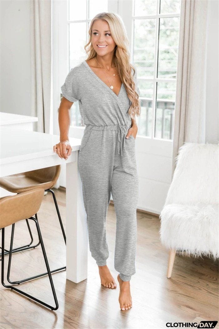 Super Comfy V Neck Casual Jumpsuit