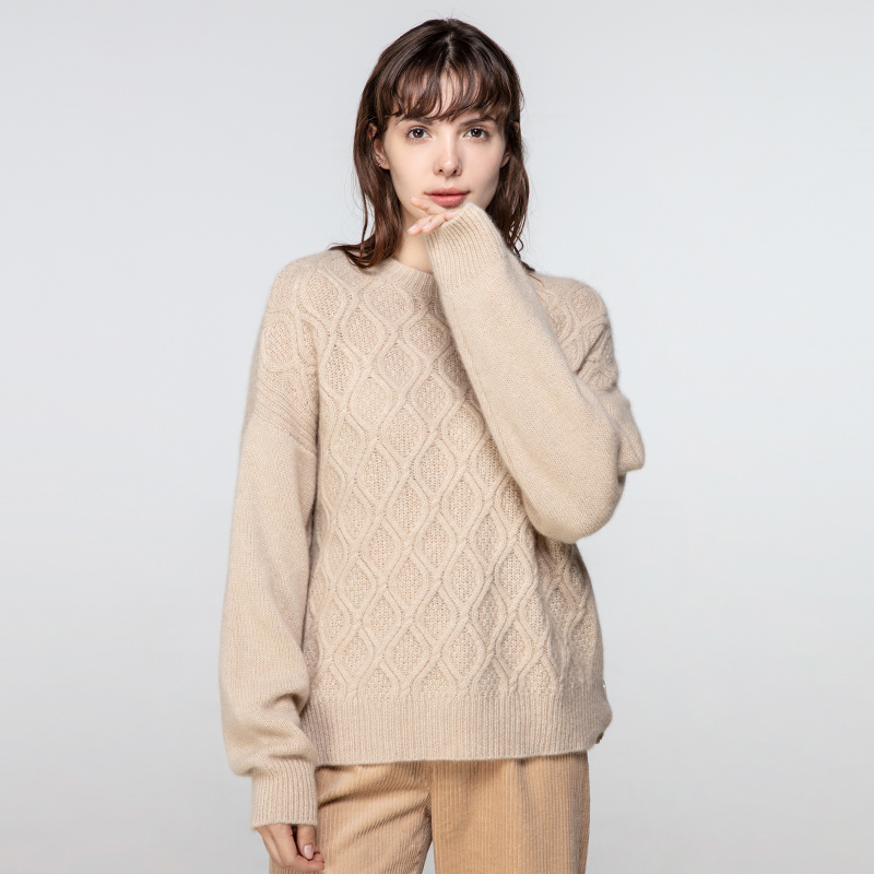 Diamond Plaid Knit Cashmere Sweater REAL SILK LIFE