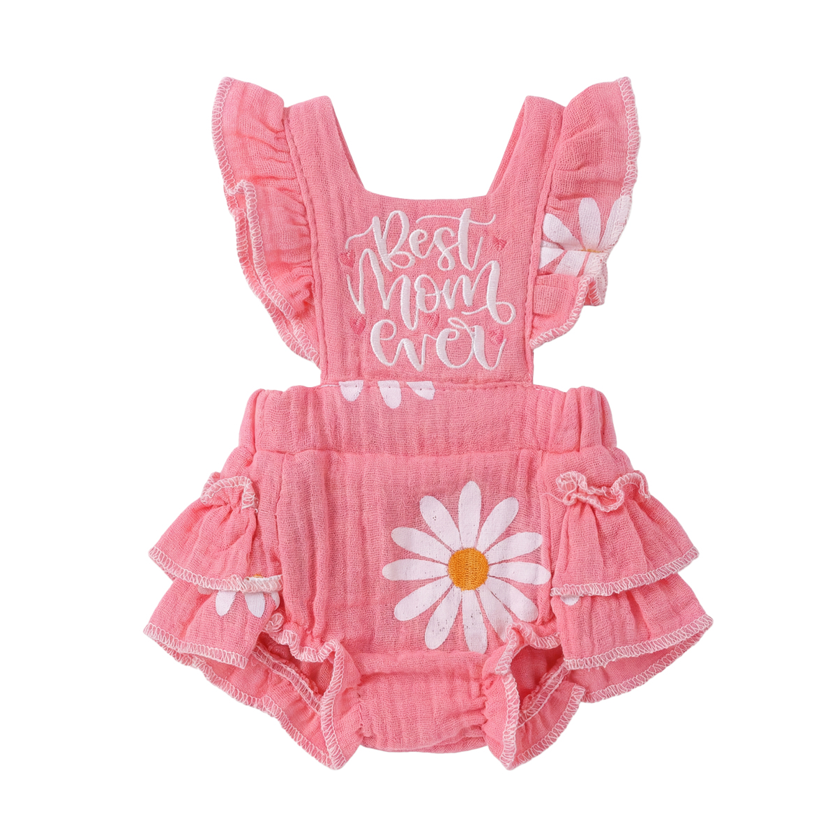 For 12"/16″ Pink daisy floral print Set Adorable Spring Bodysuit for Reborn Babies