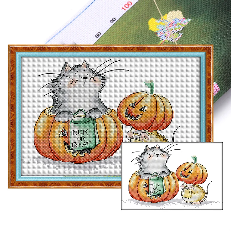 Joy Sunday-Cat And Mouse (29*19cm) 14CT Stamped Cross Stitch gbfke