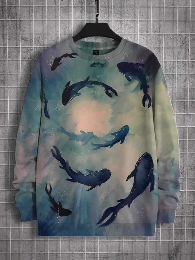 Men's Marine Animal Watercolor Painting Art Print Casual Sweatshirt