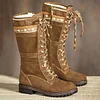 Women Sexy Lace Up Low Heel Warm Boots