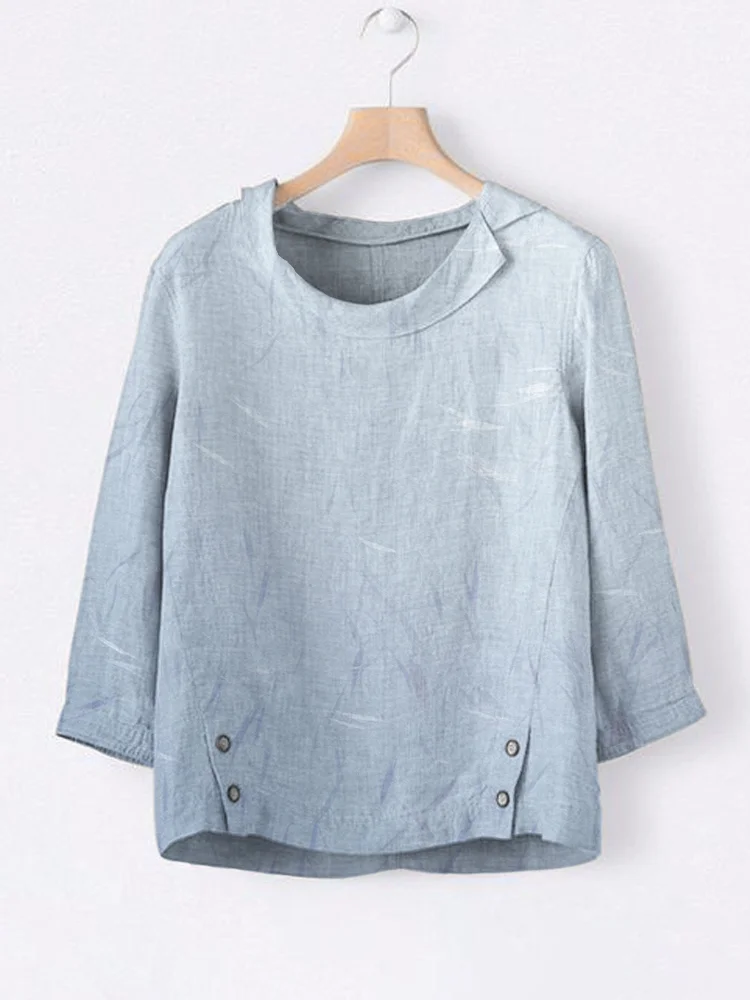 Japanese Feather Texture Linen Lapel Top