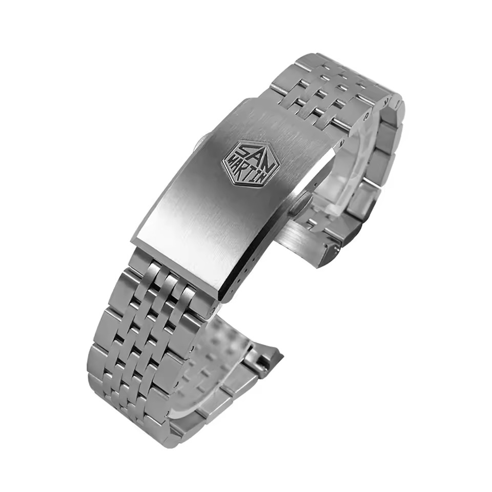 San Martin Watch Bracelet High Quality 7 Links 316L Solid Stainless Steel Watch Parts 20mm Brushed Clasp For SN0044-G San Martin Watch San Martin Watch