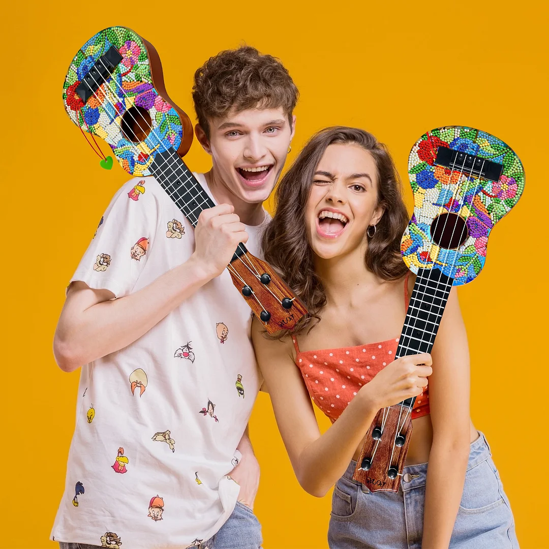 DIY Wooden Guitar Diamond Art Ornament Unique Gifts for Musicians (Hummingbird)