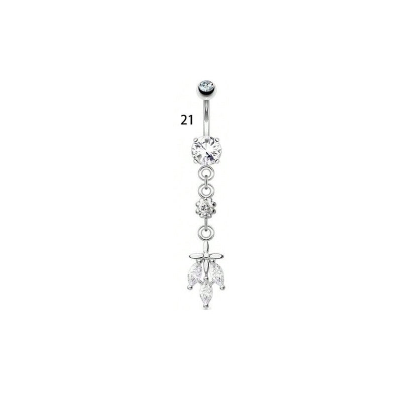 1 Piece Belly Rings Minimalist Classic Style Water Droplets 304 Stainless Steel Inlay Zircon Belly Rings