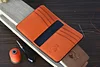 8 Pocket Black Shell Cordovan And Orange Italian Buttero Leather Bifold Card Holder. Minimalist Vertikal Wallet. Front Pocket Wallet.