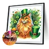 St. Patrick's Day Katze komplette DIY 5D Round Drill Diamantkunst-Kits f&uuml;r Wanddekoration 40x40cm