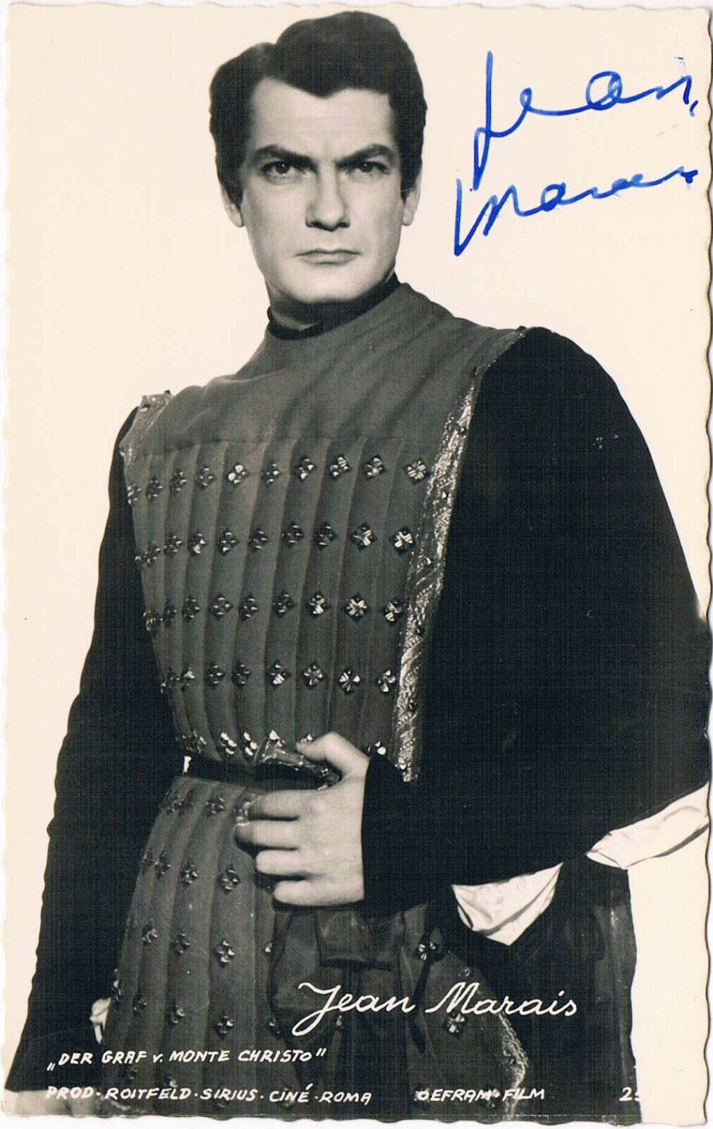 Jean Marais 1913-98 autograph signed postcard Photo Poster painting 3.5x5.5