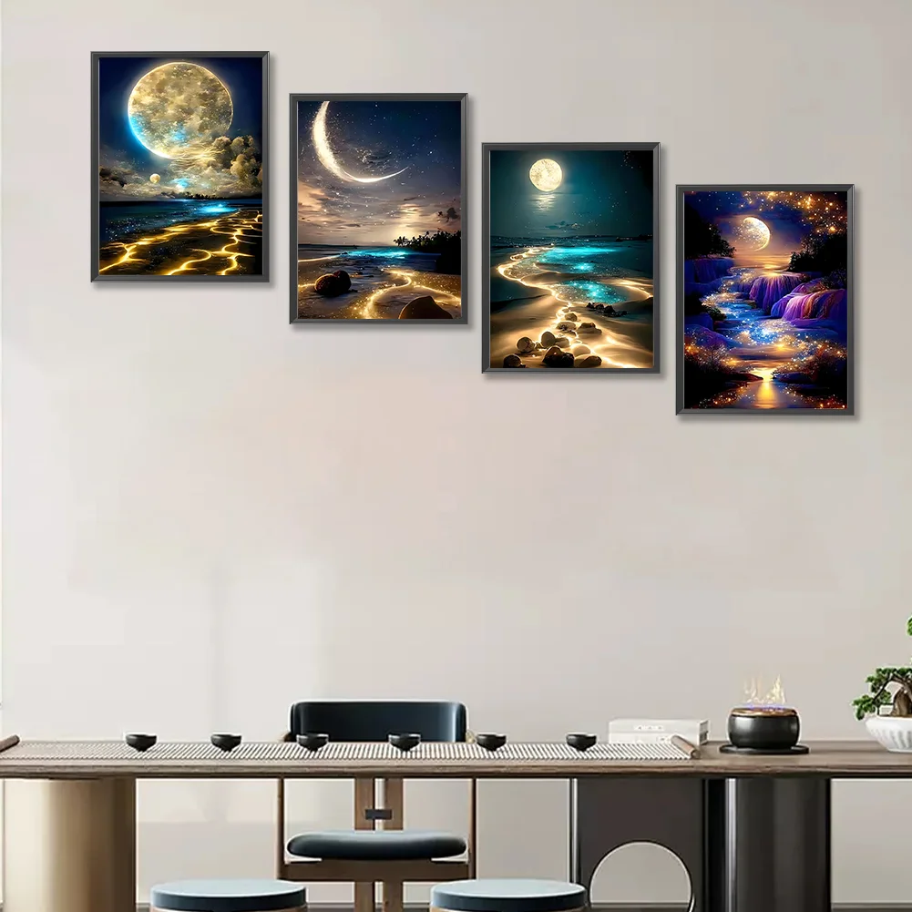 4pcs Diamond Painting - Full Round Drill - Moonlight(Canvas|30*40cm)