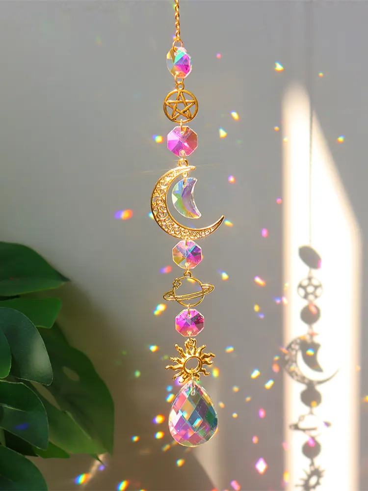 Star Crystal Chandelier Lighting Wind Chimes Curtain Home Garden Pendants