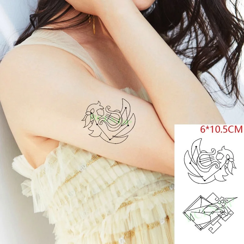 Waterproof Temporary Tattoo Sticker Flame Pattern Line Drawing Fire Element Fake Tatto Flash Tatoo Small Art for Kids Men Women