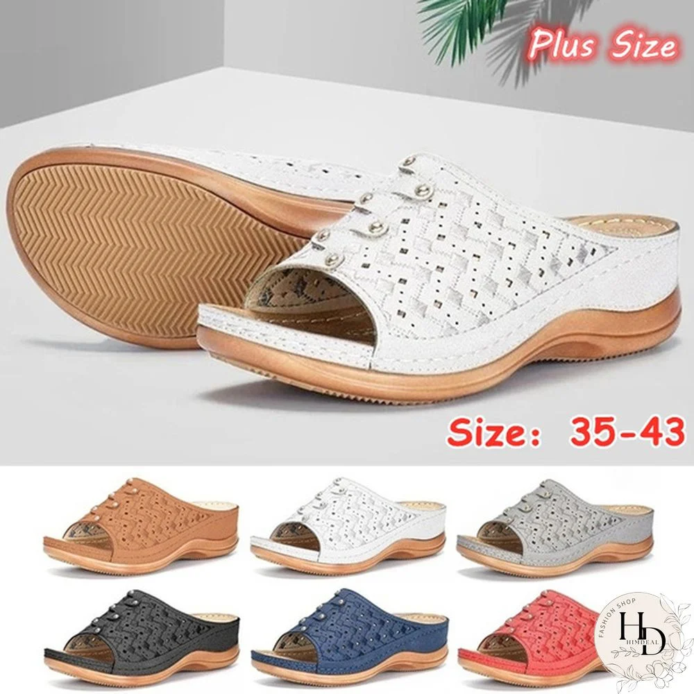 Women Premium Orthopedic Open Toe Sandals Female Slippers Buckle Strap Vintage Anti-slip Breathable for Summer